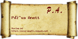 Páva Anett névjegykártya